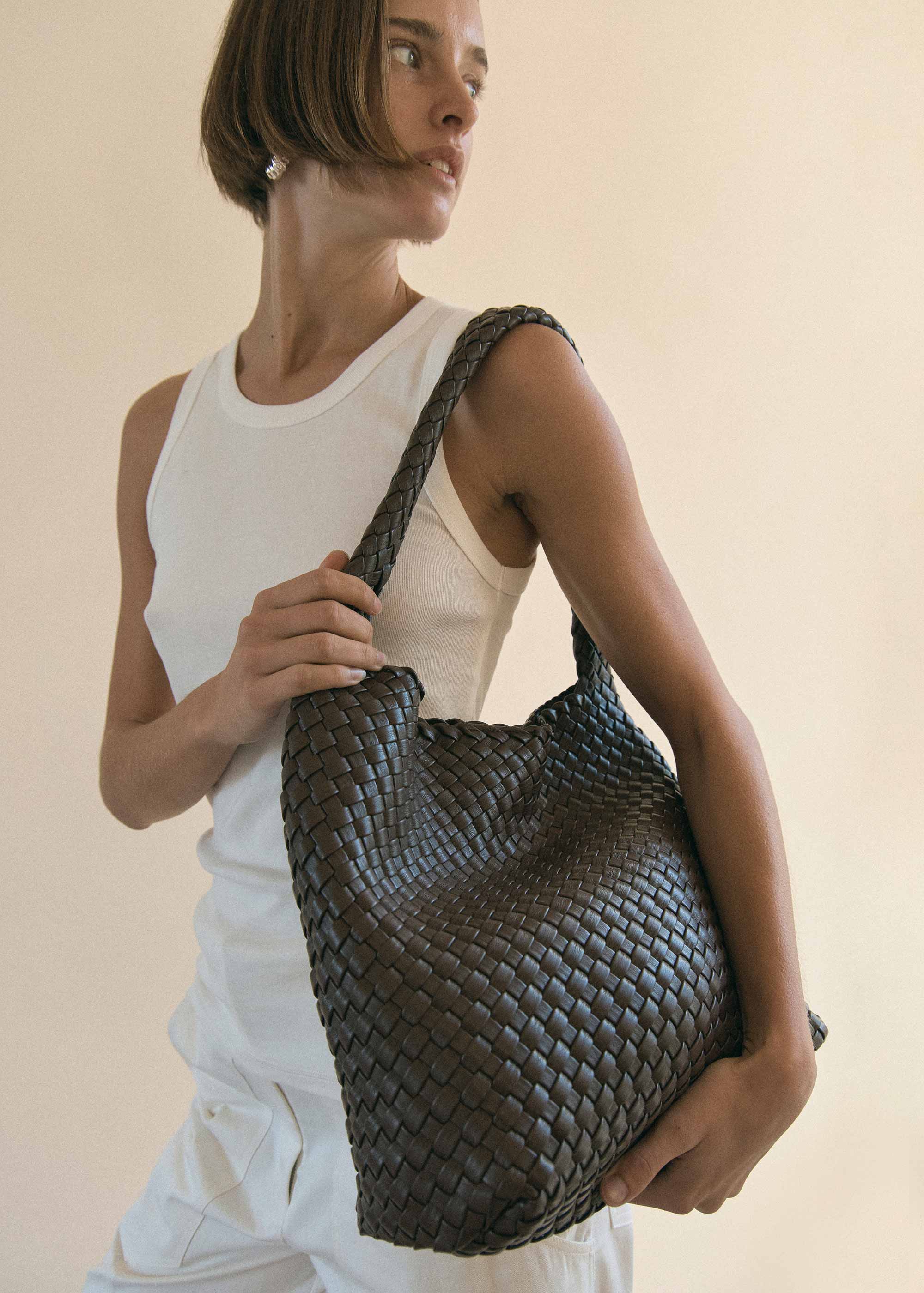 20.58 Brown Recycled Alt-Leather Woven Large Tote