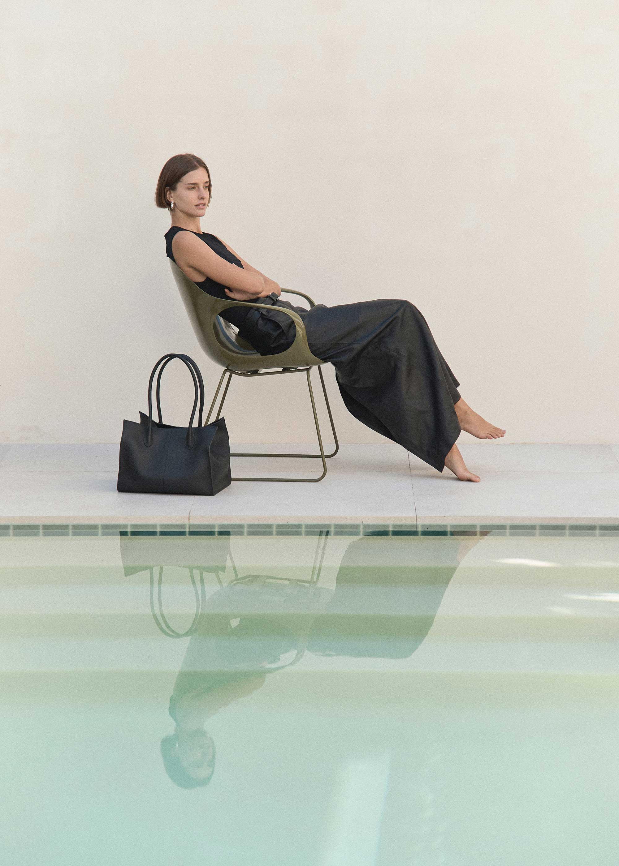 7.44 Black Soft Grained Large Tote