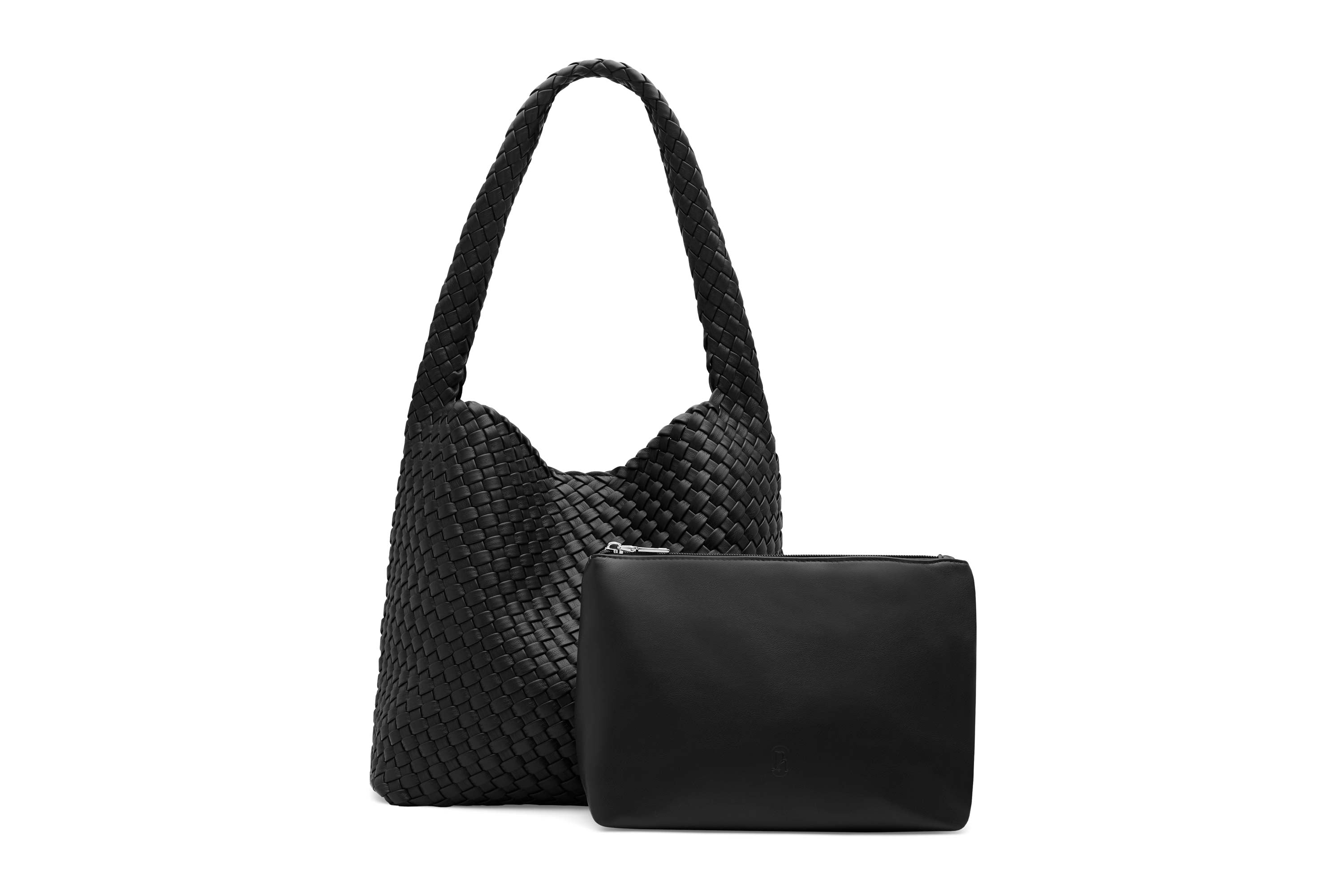 20.57 Black Recycled Alt-Leather Woven Large Tote