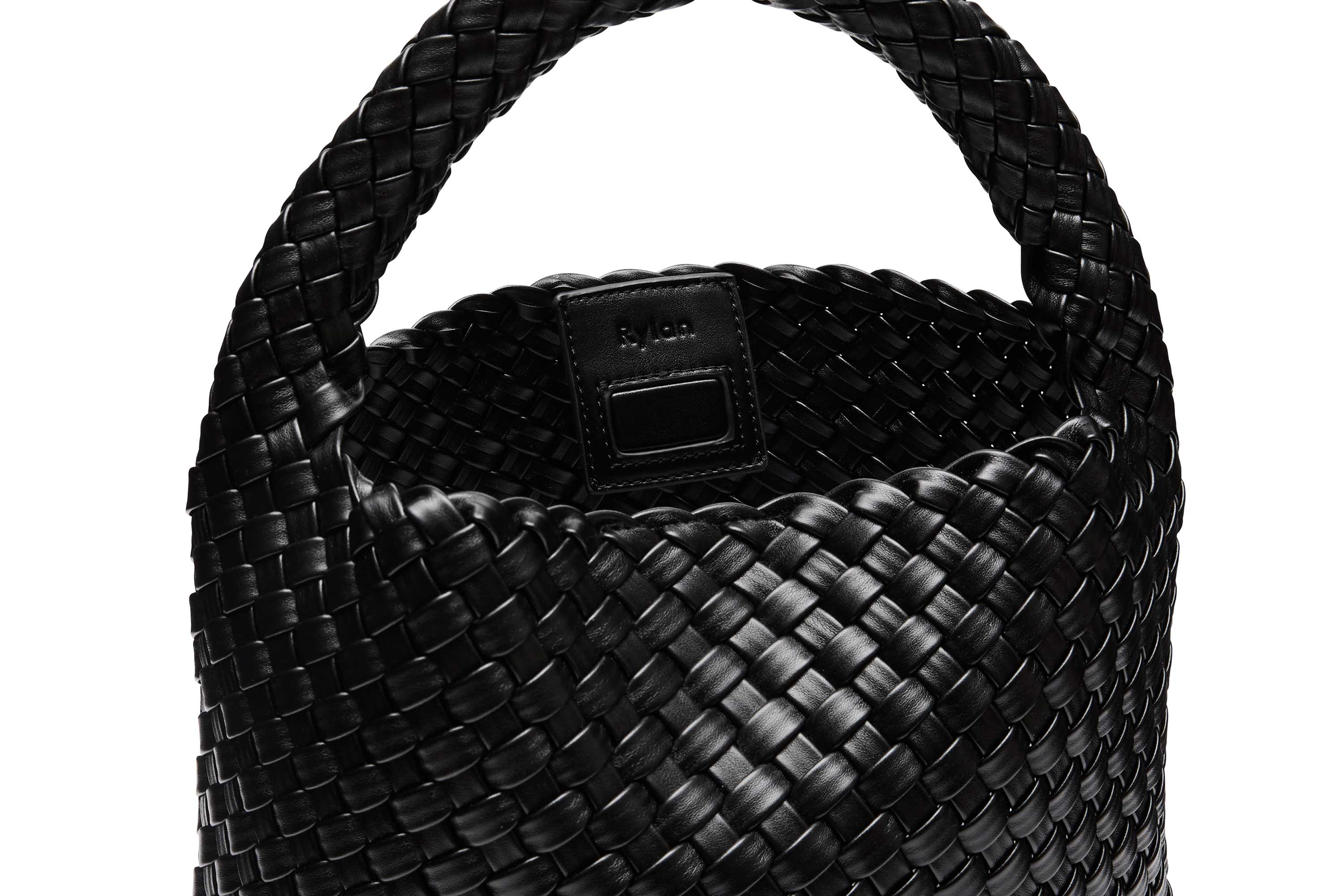 19.57 Black Recycled Alt-Leather Woven Small Tote