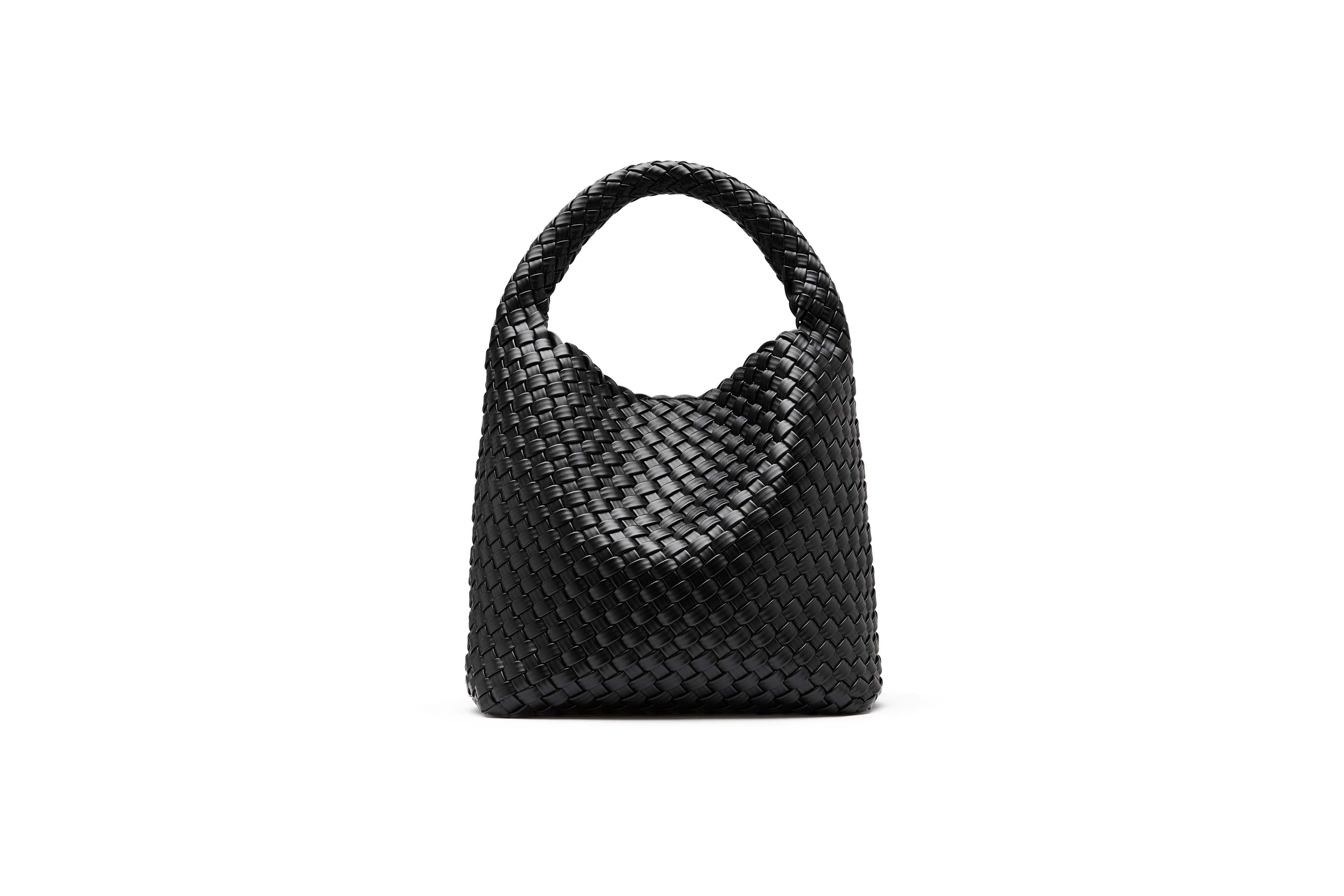 19.57 Black Recycled Alt-Leather Woven Small Tote