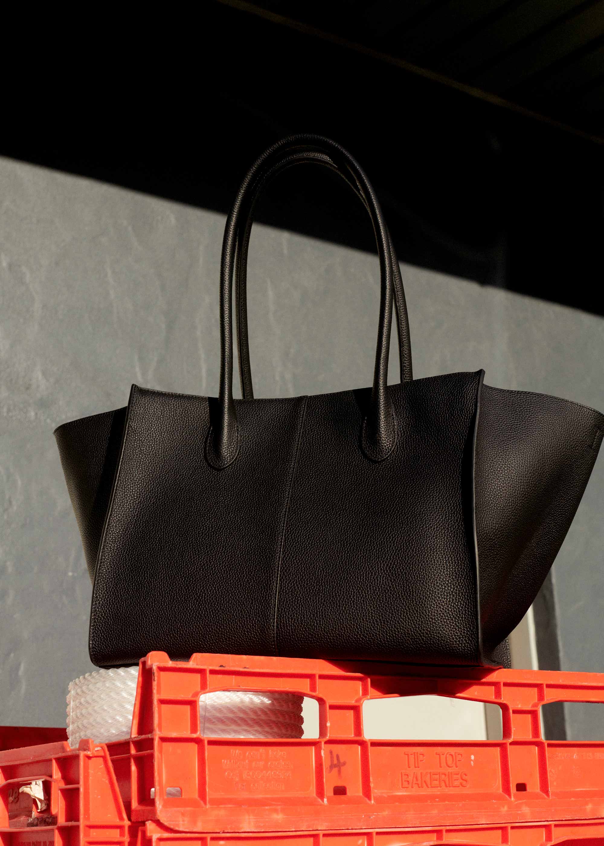 7.44 Black Soft Grained Large Tote