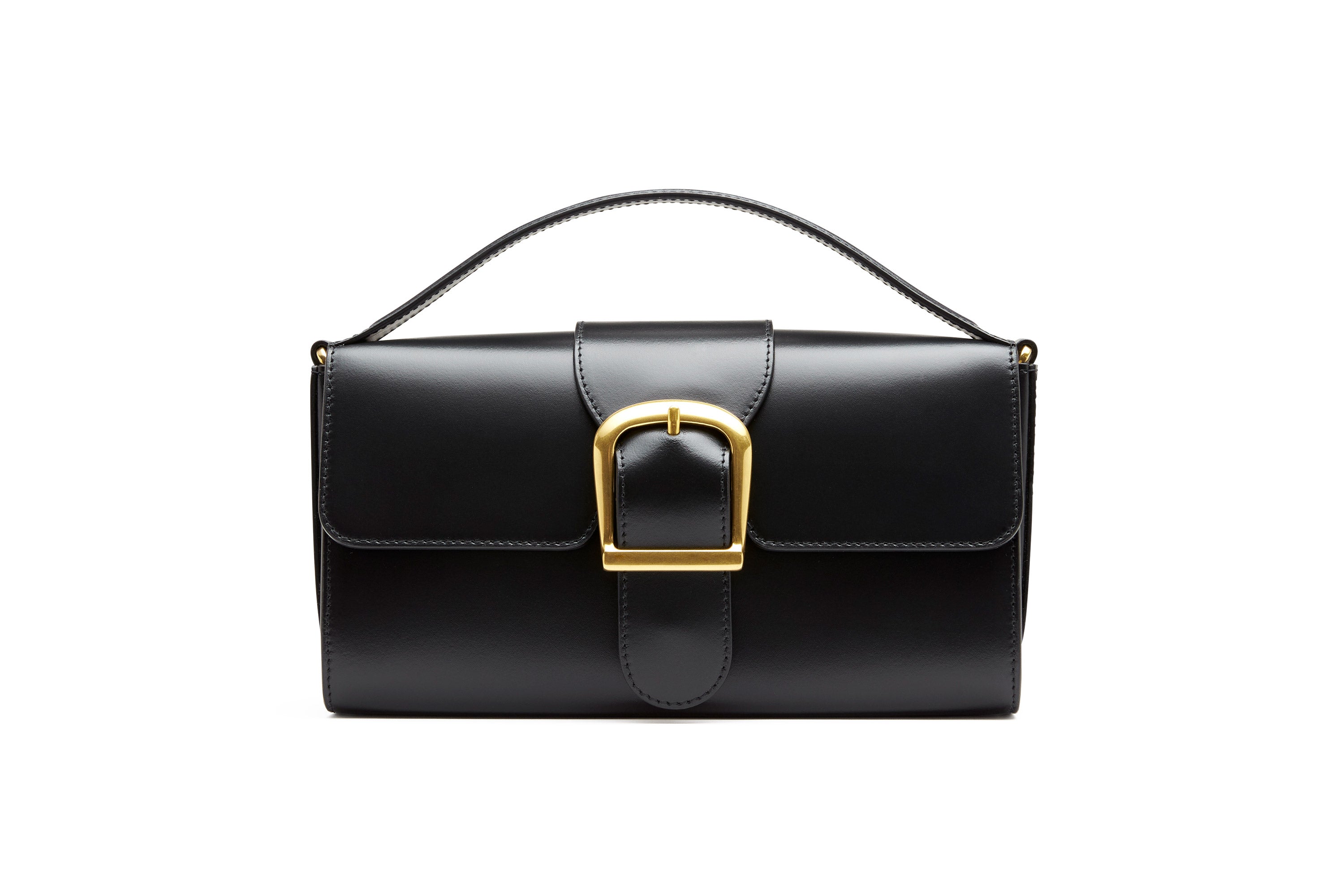 11.1 Black Small Satchel with Flat Handle